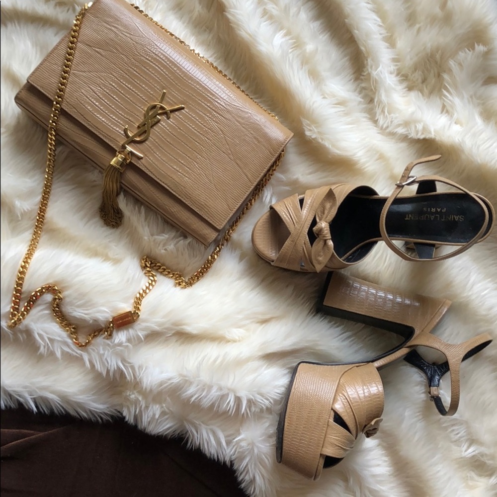 KATE TASSEL CHAIN BAG IN CROCODILE EMBOSSED LEATHE